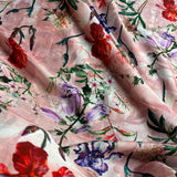 Bed of Roses Russian Silk Fabric (Peach, Floral,Russian Silk)