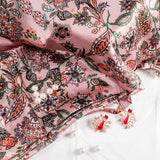 Amour Romance Satin Fabric (Peach, Floral ,Satin)
