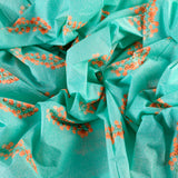 Gulabo Oranges Cotton Fabric (Neon Green, Floral, Cotton)
